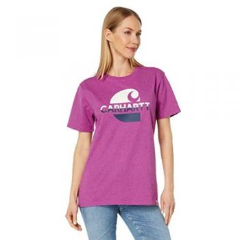 Camiseta de manga corta Carhartt Loose Fit Heavyweight Faded C Graphic para damas - Rosa (S)