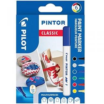 Marcador de Pintura Pilot Pintor Classic F - Set de 6 Colores Asortidos, Punta Fina