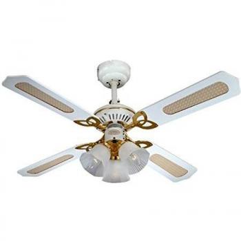 Westinghouse Lighting Princess Trio Ventilador de Techo E14, Blanco/Ratán