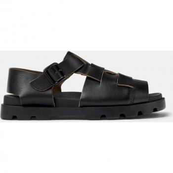 Sandalia Camper Brutus K201397 Negro - Piel - Suela XL EXTRALIGHT de EVA - Confort, Sandalias planas de mujer de piel con hebilla