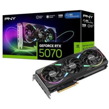 PNY Tarjeta Gráfica GeForce RTX 5070 EPIC-X RGB OC 12GB GDDR7 Triple Ventilador