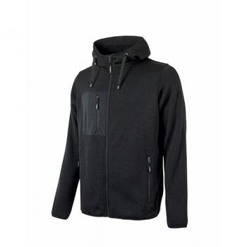 Sudadera con Cremallera Rainbow de Pile Suave con Cuello Alto y Capucha Color Carbón Negro - Talla S