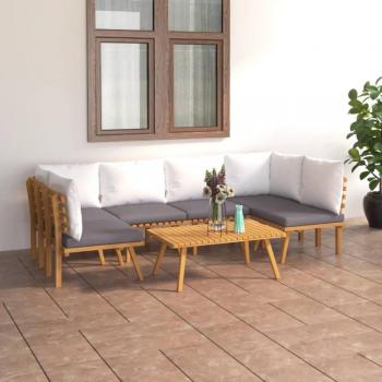7-Piece Garden Lounge Set with Cushions in Solid Acacia Wood