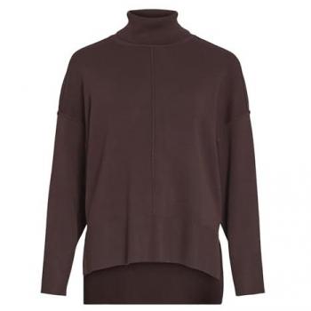 Suéter de punto marrón con cuello alto para mujer - Vila Viostria Talla S