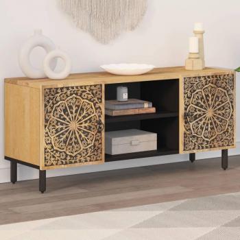 Mueble de TV madera maciza de mango 105x33x46 cm Marrón