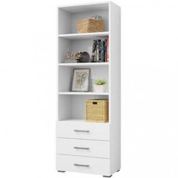 Estantería Comfivo R102 Abierta con Cajones, Aglomerado Laminado Blanco, 190x63x35cm