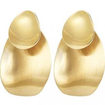 Pendientes de Mujer Breil B Whisper en Acero IP Dorado Pulido con Cierre de Mariposa y Superficie Irregular, Color Dorado
