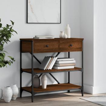 Mesa consola de madera de ingeniería 75x34,5x75 cm en color negro, roble ahumado y gris sonoma - mesa de sofá, entrada, recibidor y auxiliar