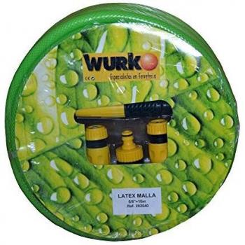 Wurko - Manguera Malla Latex Verde con Accesorios 15 mm 20 Bar, Rollo 10 Metros