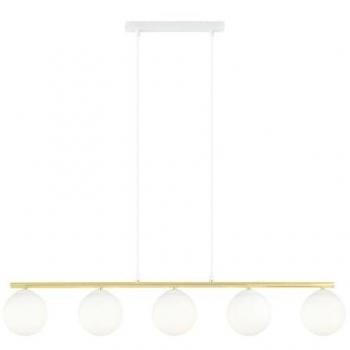 Lámpara de Suspensión Allora, Acero Blanco y Oro, Vidrio, 105x100x14 cm
