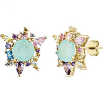 Pendientes Ear Candy Isi - Elegantes pendientes asimétricos de Plata de Ley 925 con baño de oro amarillo 18k