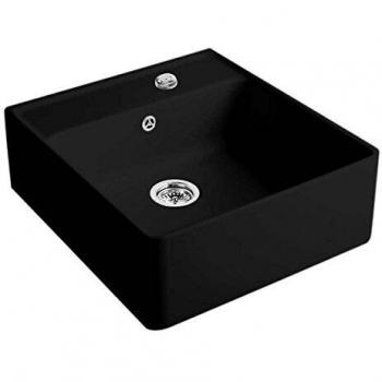 Fregadero Cerámico Villeroy & Boch Tradition Ébano, 1 Cubeta, Instalación en Mueble o Pared, Incluye Kit de Fijación y Drenaje Automático