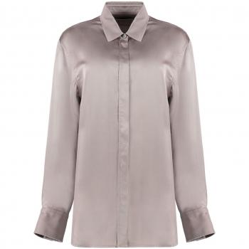 Golden Goose Women's Oversize Boyfriend Viscose Shirt in Beige | Size Medium | GWP00820P001164 Color 25172