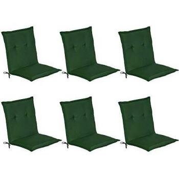 Set de 6 Cojines para Sillas de Balcón con Respaldo Bajo - 100x50x6 cm - Gomaespuma Compacta Verde Oscuro