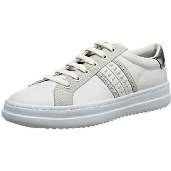 Zapatillas de deporte de piel para mujer GEOX Pontoise blancas y grises