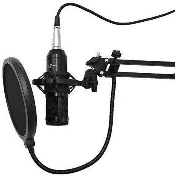 Media-Tech MT396 - Micrófono de condensador con soporte para micrófono y protección contra pop