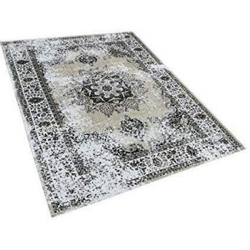Alfombra Oriental Vintage Almus de Algodón Gris y Beige 160 x 230 cm