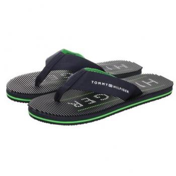Chancla para hombre Tommy Hilfiger con plantilla de masaje y suela de playa Azul