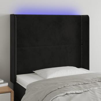 Cabecero LED de terciopelo negro 103x16x111/128 cm