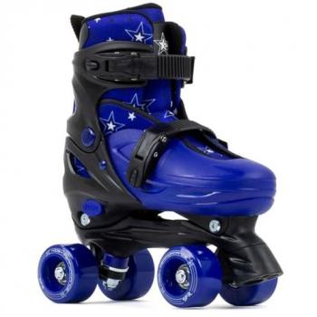 Patines 4 Ruedas SFR Nebula Ajustables Unisex Infantil y Juventud, Color Negro/Azul, Tallas 29-33