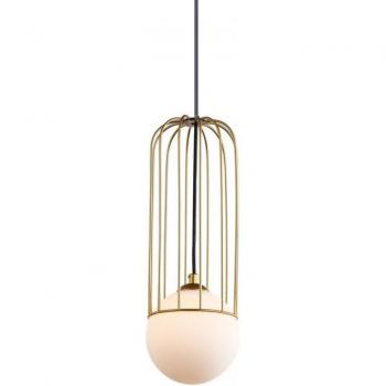Lámpara colgante moderna Italux Simon dorada 1 luz con pantalla blanca G9