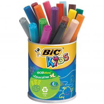 Rotuladores de Colores Bic Kids Visacolor XL - Punta Ancha, Lavables, Tarro de 18 colores