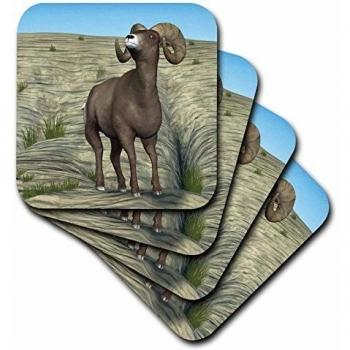 3dRose CST _ 26447 - _ 3 Bighorn sheep-ceramic Azulejos Posavasos, juego de 4