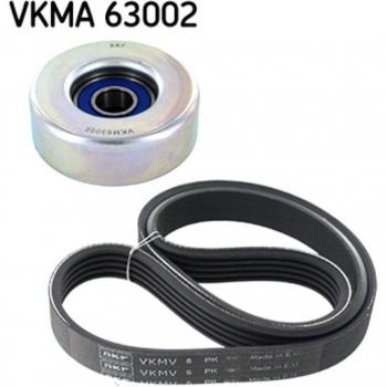 Juego de correas trapezoidales con rodillos y correas trapeciales poli V SKF VKMA 63002