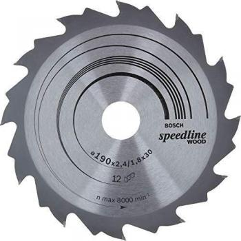 Bosch 2 608 640 800 - Hoja de sierra circular Speedline Wood - 190 x 30 x 2,6 mm, 12