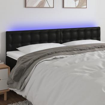 Cabecero Led Negro 160x5x78/88 cm en Cuero Sintético con Iluminación LED y Diseño Moderno