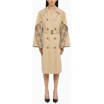 Burberry Women's Honey Cotton Double-Breasted Trench Coat in Beige | Size XS | 8073541149097