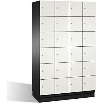 Armario de Compartimentos Bajo Llave C+P Cambio 6 Taquillas con Puertas HPL, Color Gris Oscuro/Blanco, Dimensiones 1200 mm