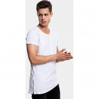 Camiseta Blanca Urban Classics de Corte Largo con Cremallera Lateral
