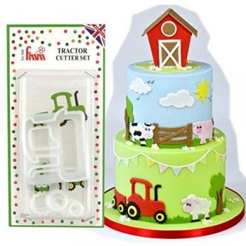 FMM Icing Cutter Farm Farmer Tractor Set Boys Cake Fondant Stencil Cut Out Tool
