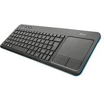 Trust Veza - Teclado inalámbrico Multimedia, QWERTY español, Negro