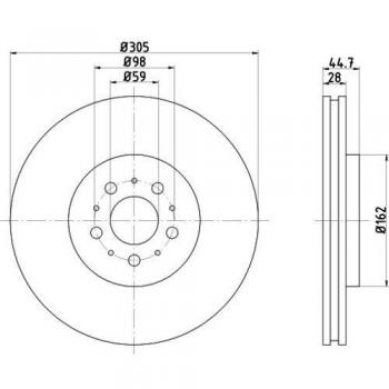 Disco de freno HELLA 8DD 355 106-171 para ALFA ROMEO GTV y Spider, ventilado interior