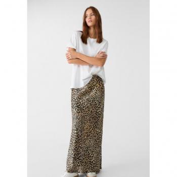 Beige Satin Midi Skirt XS