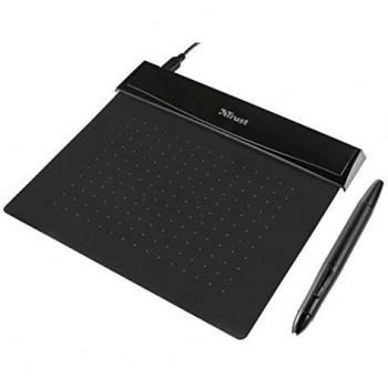 Tableta Digitalizadora Trust Flex Design Ultrafina y Flexible de 140x100mm con Lápiz Óptico Inalámbrico y Parte Inferior Antideslizante - Negro