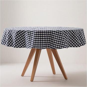 Mantel redondo antimanchas vichy azul marino