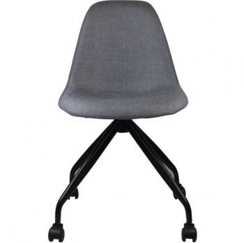 Thinia Home Basic Silla de Escritorio Ergonómica con Ruedas, Giratoria 360º, Acolchada, Tapizada en Tela, Diseño Moderno, Color Gris/Negro, Dimensiones