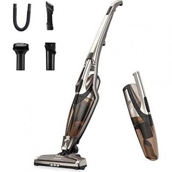 Aspiradora Escoba Sin Cable, Azmkoo Aspirador de Mano Vertical inalámbrico 4 en 1 con Gran Potencia 20000Pa Ligera y Plegable sin Bolsa para Hogar Suelos Duros Alfombra Coches Pelo de Mascotas