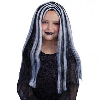 Peluca brujita con mechas blancas