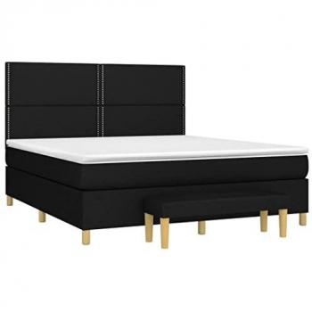 Cama box spring con colchón viscoelástico de tela negra 160x200 cm, adaptable, con muelles ensacados y acolchado reversible