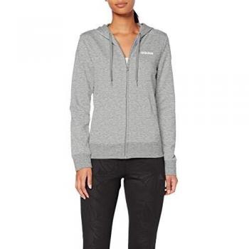 adidas W E Pln Fz Hd Sweatshirt - Medium Grey Heather/White, X-Small