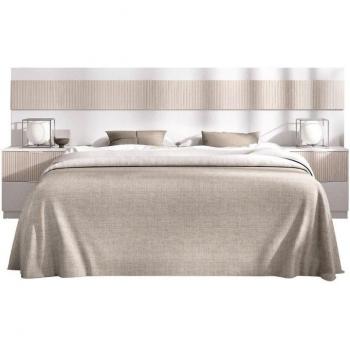 Conjunto de Dormitorio Bianca Cabecero con 2 Mesitas Blanco/Natural 95,5x248x195 cm