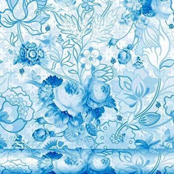 Equipo DRT Berenice 21162 - Papel pintado floral, color azul, 1 rollo