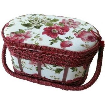 Costurero de junco de 31308/R de color rojo 27 x 19 x 16 cm ovalada