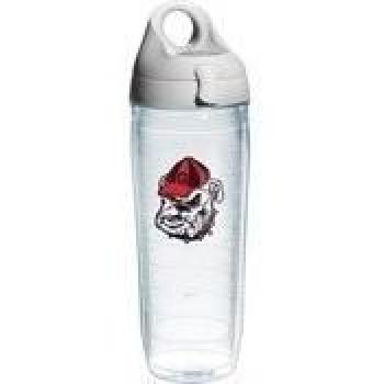 Tervis 1087776 Ga University Bulldog Head Emblem Individual Water Bottle with Gray lid, 24 oz, Clear by Tervis