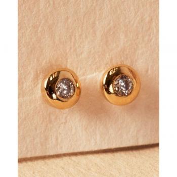 Pendientes Classic Donut Blanco Xs - Elegantes pendientes redondos con pedrería central y cierre a presión