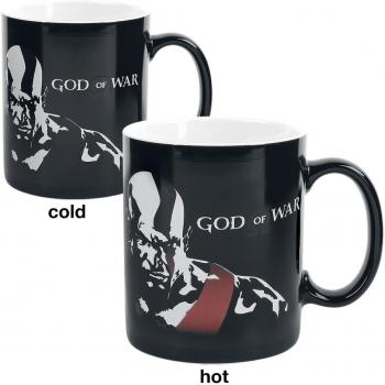 Taza Térmica de Cerámica Negra con Diseño de Kratos, God of War